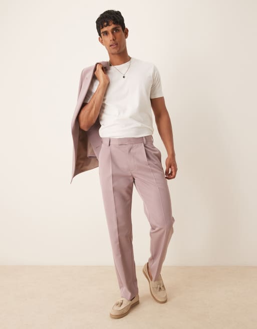 ASOS DESIGN straight leg suit trousers in dusty