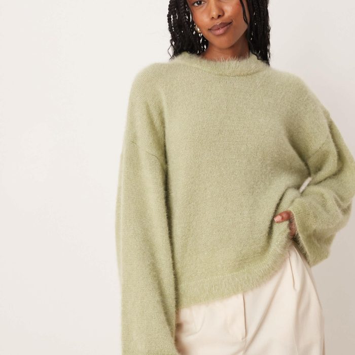 ASOS DESIGN fluffy wide sleeve knitted jumper