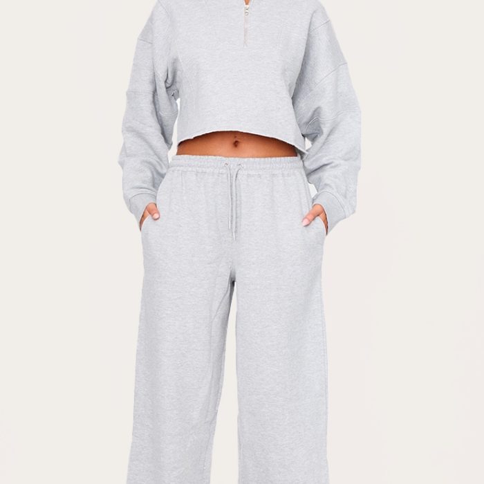 Miss Selfridge wide leg jogger in grey marl
