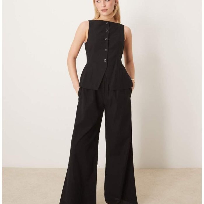 ASOS DESIGN button down waistcoat jumpsuit