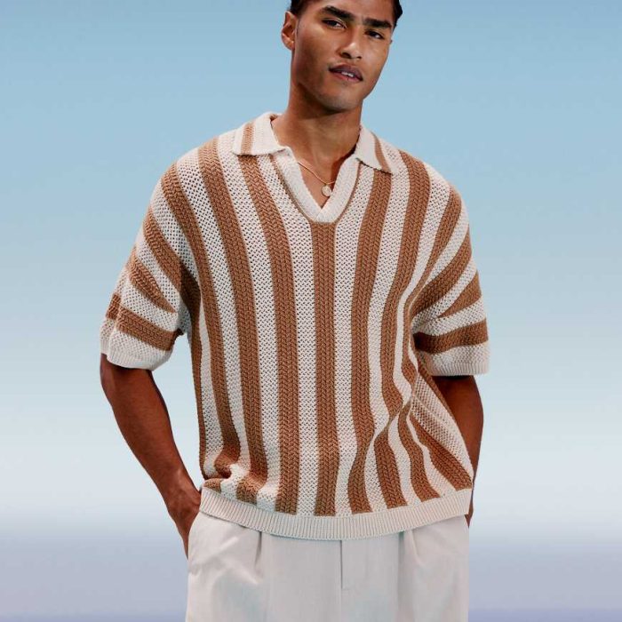 ASOS DESIGN relaxed crochet knitted polo with
