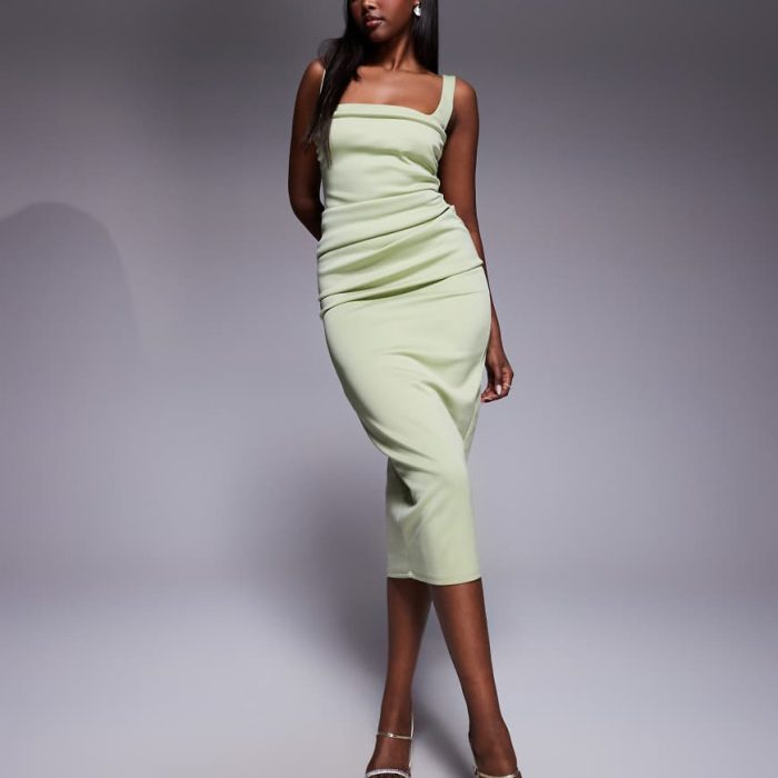 ASOS DESIGN scuba curved neckline midi dress