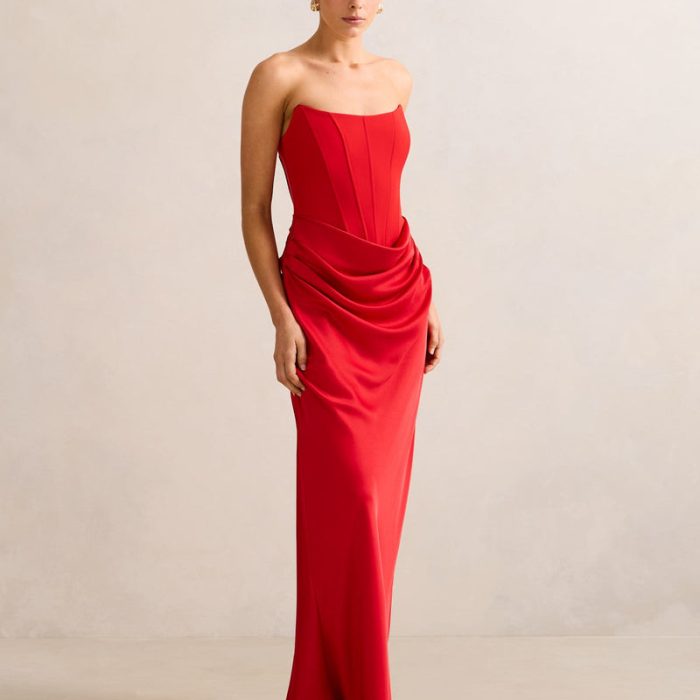 Forever New corset drape strapless maxi dress