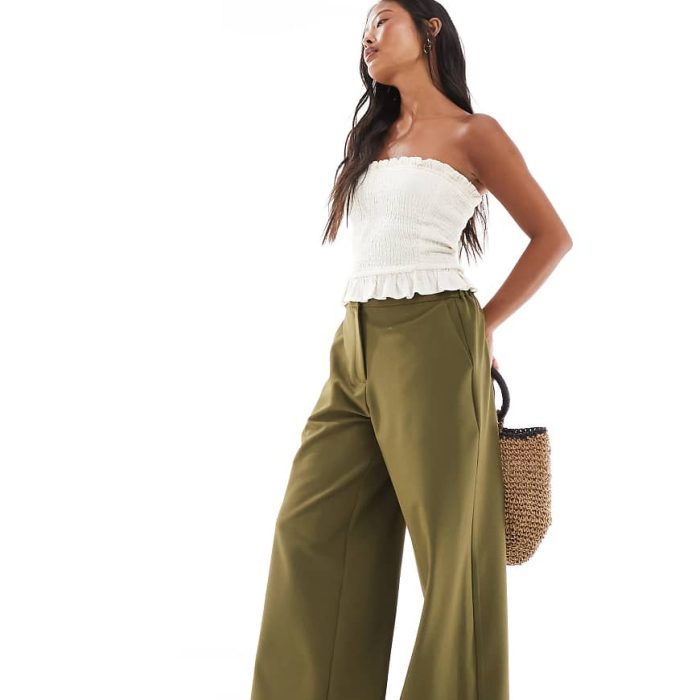 ASOS DESIGN Petite relaxed straight leg trousers