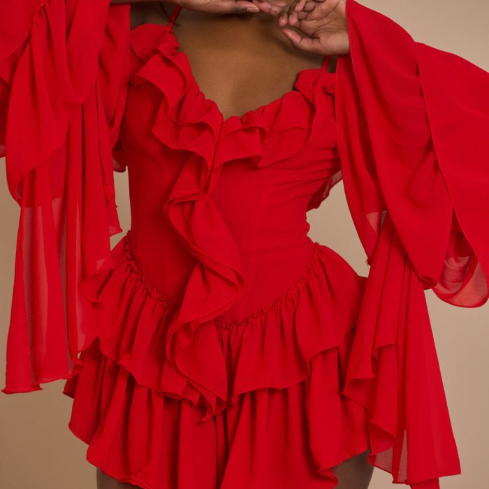 Wanderdoll Kendal ruffle detail playsuit