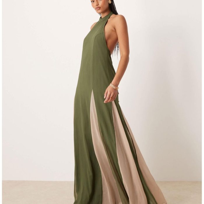 ASOS DESIGN high neck maxi dress in green