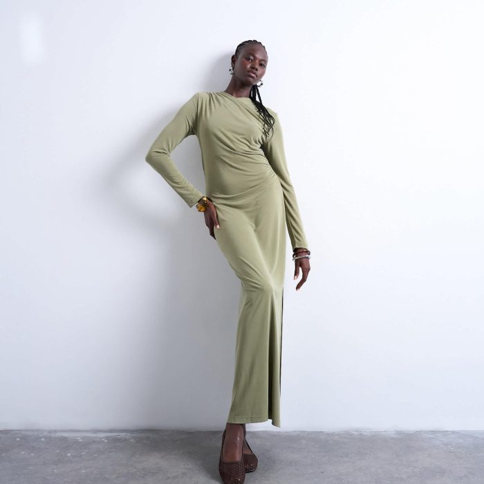 Topshop cupro wrap detail maxi dress