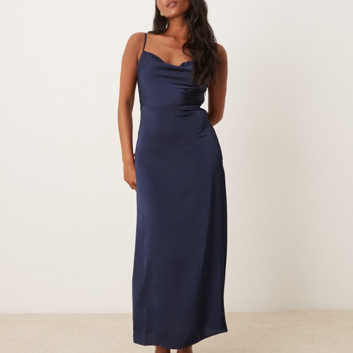 Vila satin cowl neck cami maxi dress