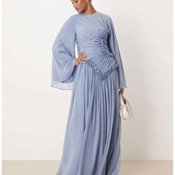 ASOSDESIGN crinkle chiffon gathered maxi dress
