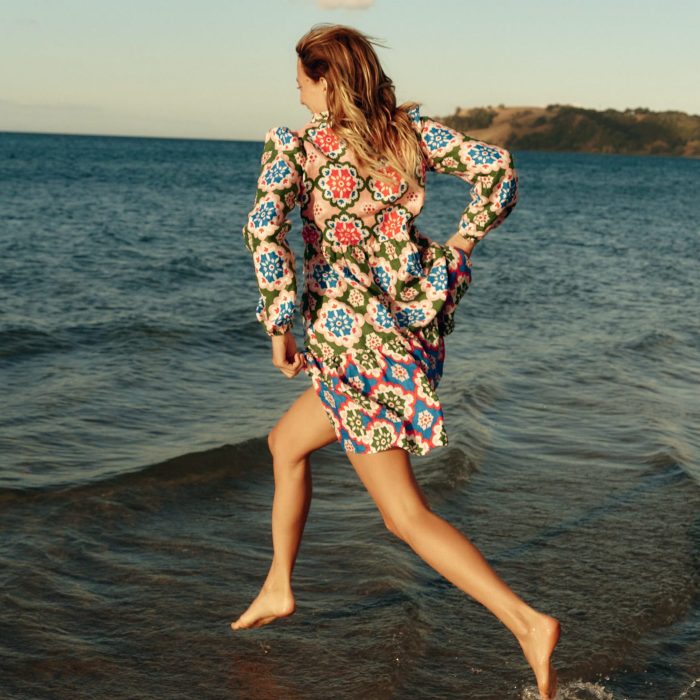 Esmee Exclusive tie front mini beach dress in baby