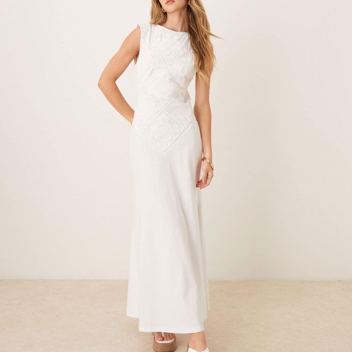 ASOS DESIGN sleeveless crochet patch maxi dress