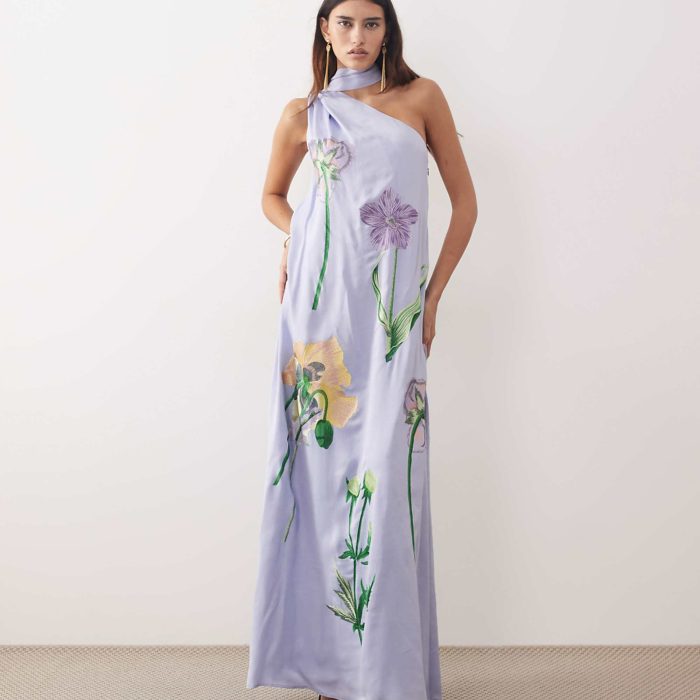 ASOS DESIGN power shoulder maxi dress with