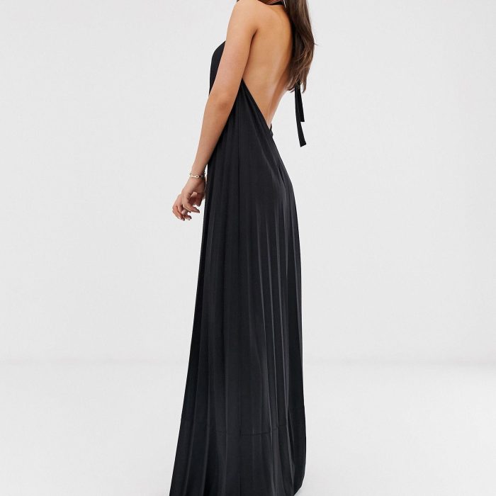 ASOS DESIGN halter gathered full skirt maxi