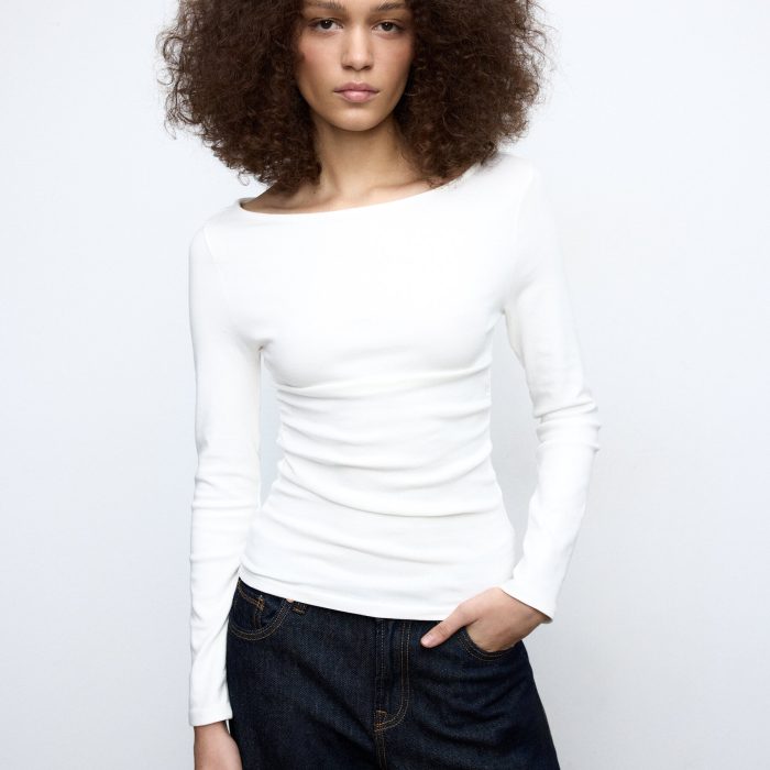 Stradivarius tailored top in white