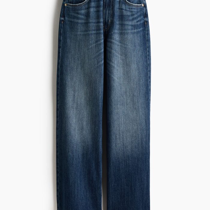 ASCS DESIGN Tall wide leg dad jeans in mid blue