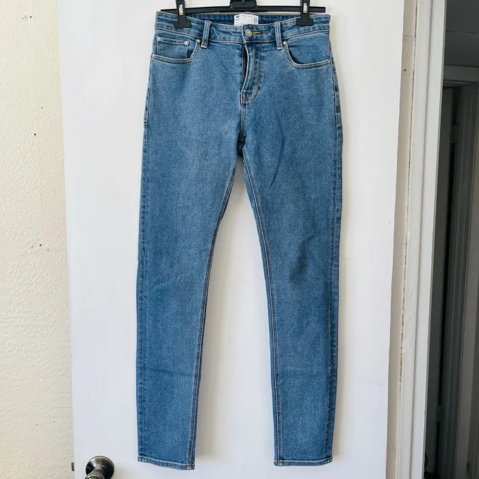 ASOS DESIGN denim dad shirt in lightwash blue