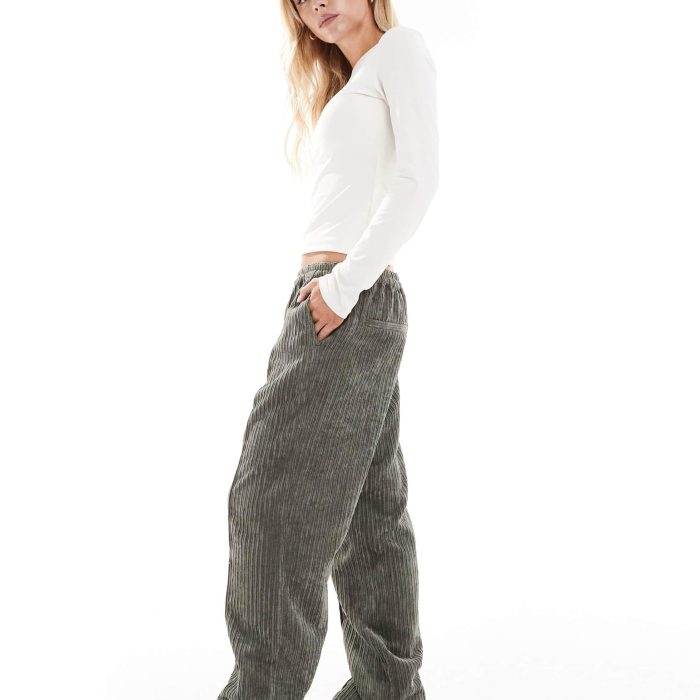 ASOS DESIGN Petite pull on trousers with linen in