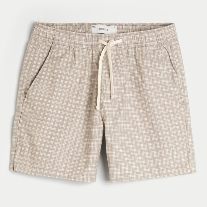Hollister linen pull on check short