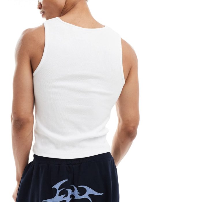 COLLUSION ribbed vest in white